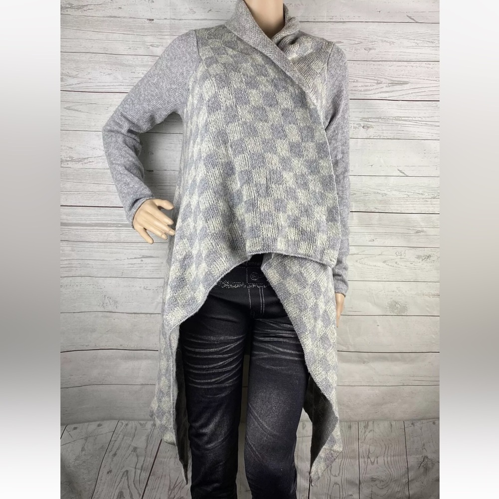 Monoreno Oversized Cardigan Gray Checkered